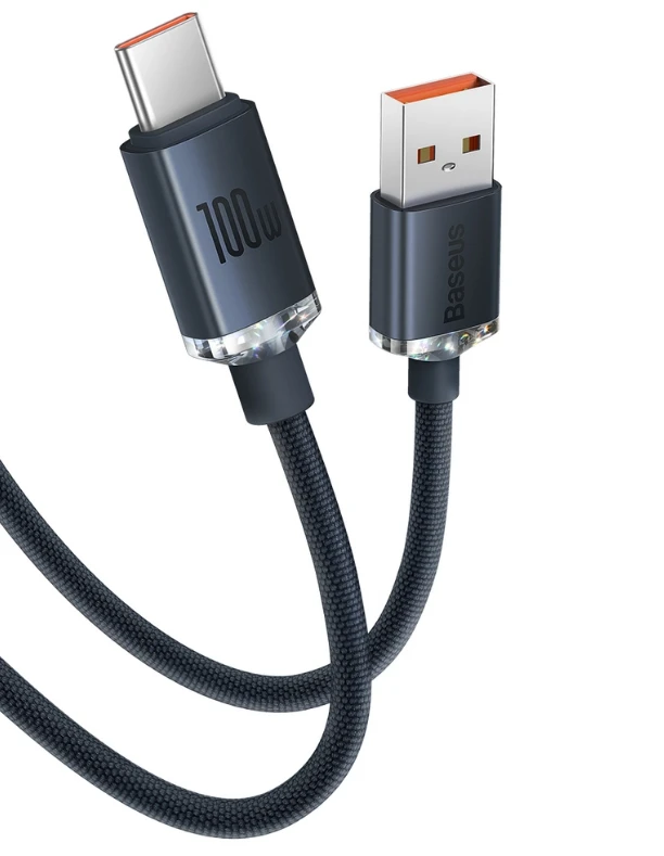 Baseus Crystal USB - USB-C laidas 100W 1.2m - Juodas