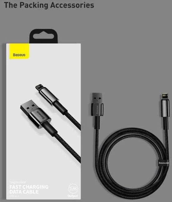 Baseus Tungsten Gold kabelis USB į Lightning 2.4A 2m - Juodas