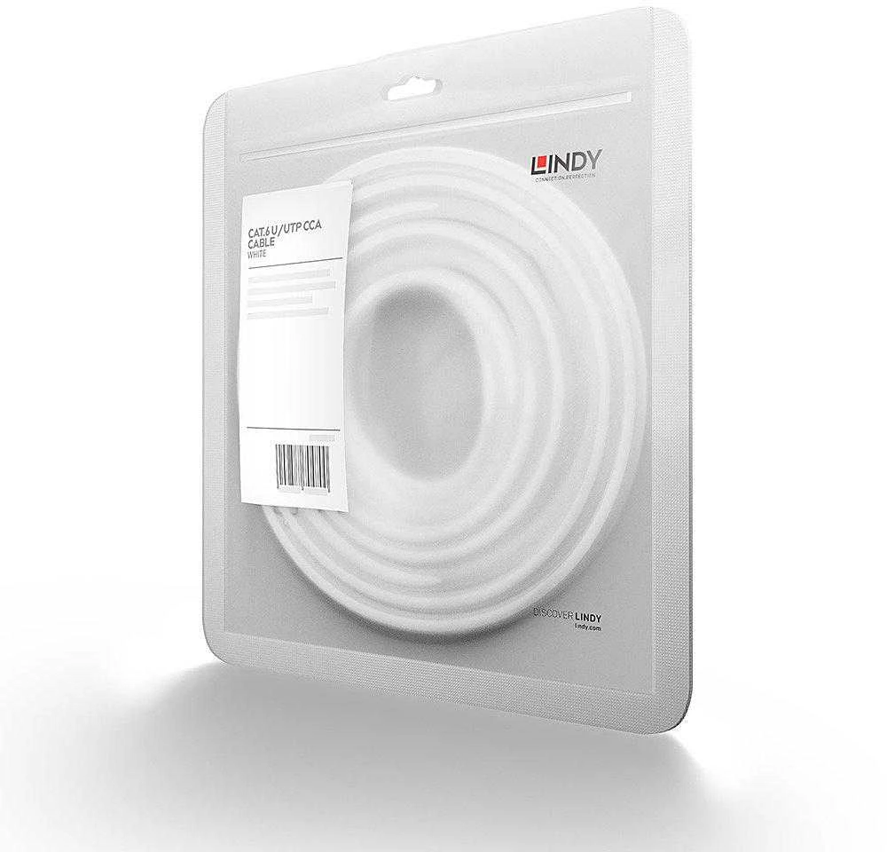 Tinklo Kabelis - LINDY Cat.6 U/UTPTinklo Kabelis, RJ45, M/M, 250MHz, CCA, 2 m, Baltas