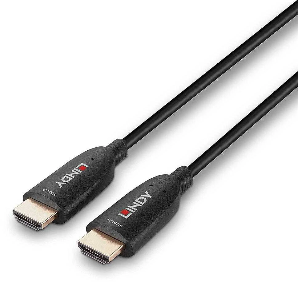 HDMI Laidas - LINDY Šviesolaidinis Hibridinis HDMI 8K60 Laidas, 10 m, Juodas