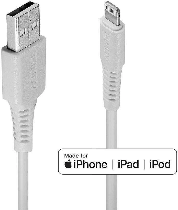 USB Kabelis - LINDY USB tipo A į Lightning Laidas, 480Mbps, 1 m, Baltas