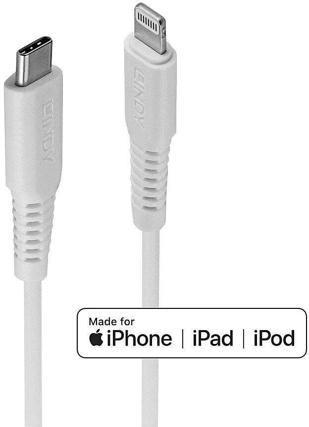 USB Kabelis - LINDY USB Type C į Lightning Laidas, M/M, 480Mbps, 1 m, Baltas
