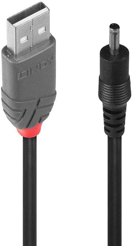 USB Kabelis - LINDY USB 2.0 Type A į 3.5mm DC Laidas, 1.5 m, Juodas