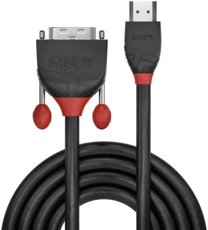 HDMI Laidas - LINDY Juodas Line HDMI į DVI-D, 1920x1200 60Hz, 3 m, Juodas