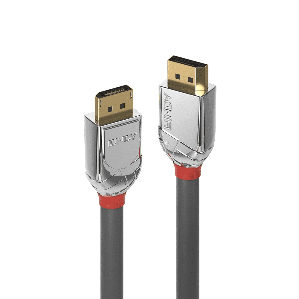 DisplayPort Kabelis - LINDY Cromo Line DisplayPort 1.4 Kabelis, M/M, 7680x4320@60Hz, 2 m, Pilkas