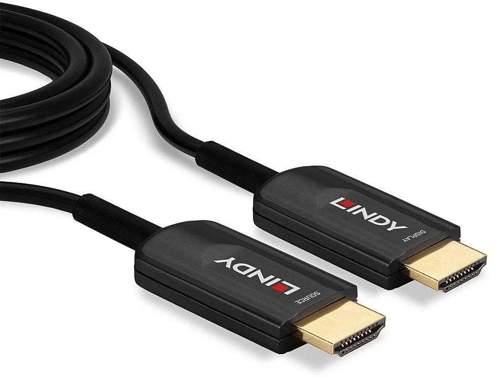 HDMI Laidas - LINDY Šviesolaidinis Hibridinis HDMI 8K60 Laidas, M/M, Ultra Didelės Spartos, 48Gbps, 20 m, Juodas
