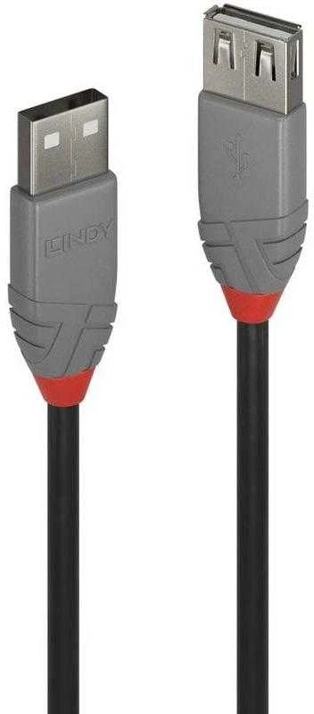 USB Prailginimo Laidas - LINDY Anthra Line USB 2.0 Type M/F Laidas, 5 m, Juodas
