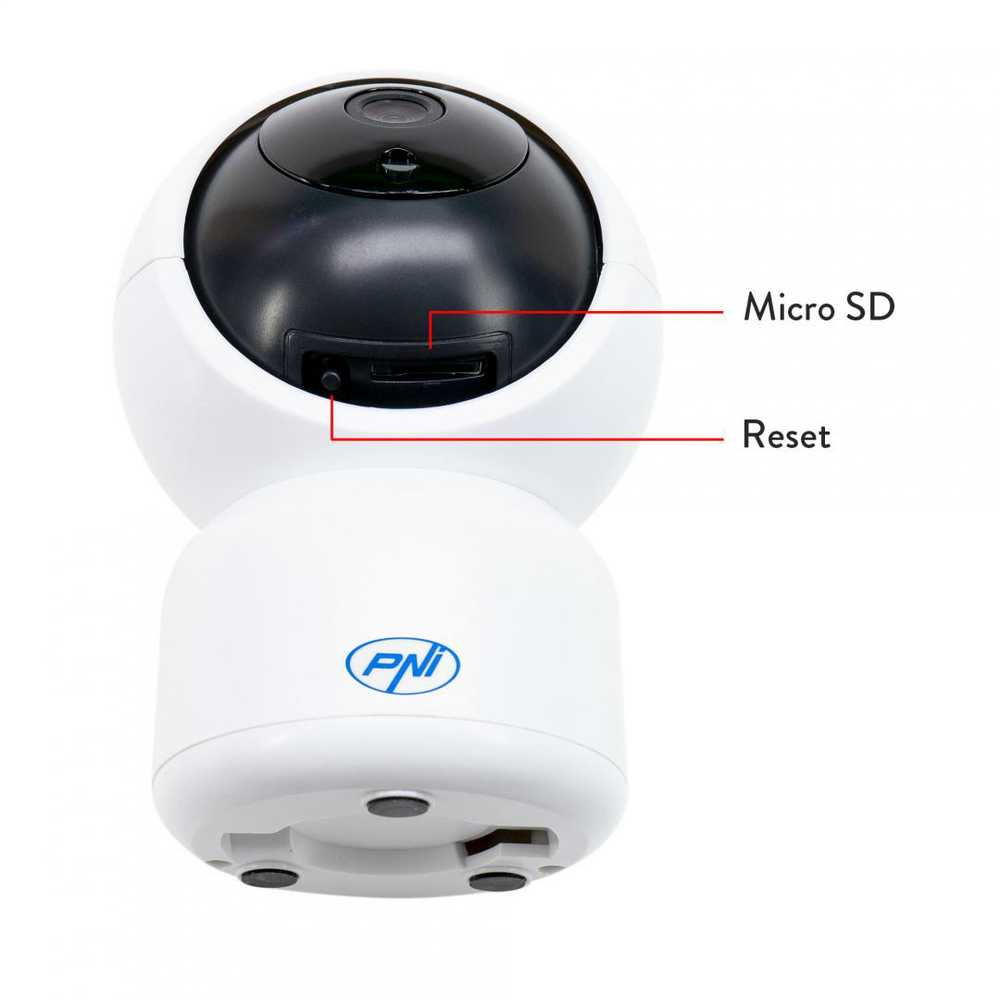 PNI IP390T 1080P vaizdo stebėjimo kamera su PTZ WiFi H264 +, palaiko 128GB Micro SD, naktinis matymas, Tuya programėlė, P2P, Android, iOS, skirta naudoti patalpose, sukiojasi paskui judesį, judesio aptikimo signalizacija