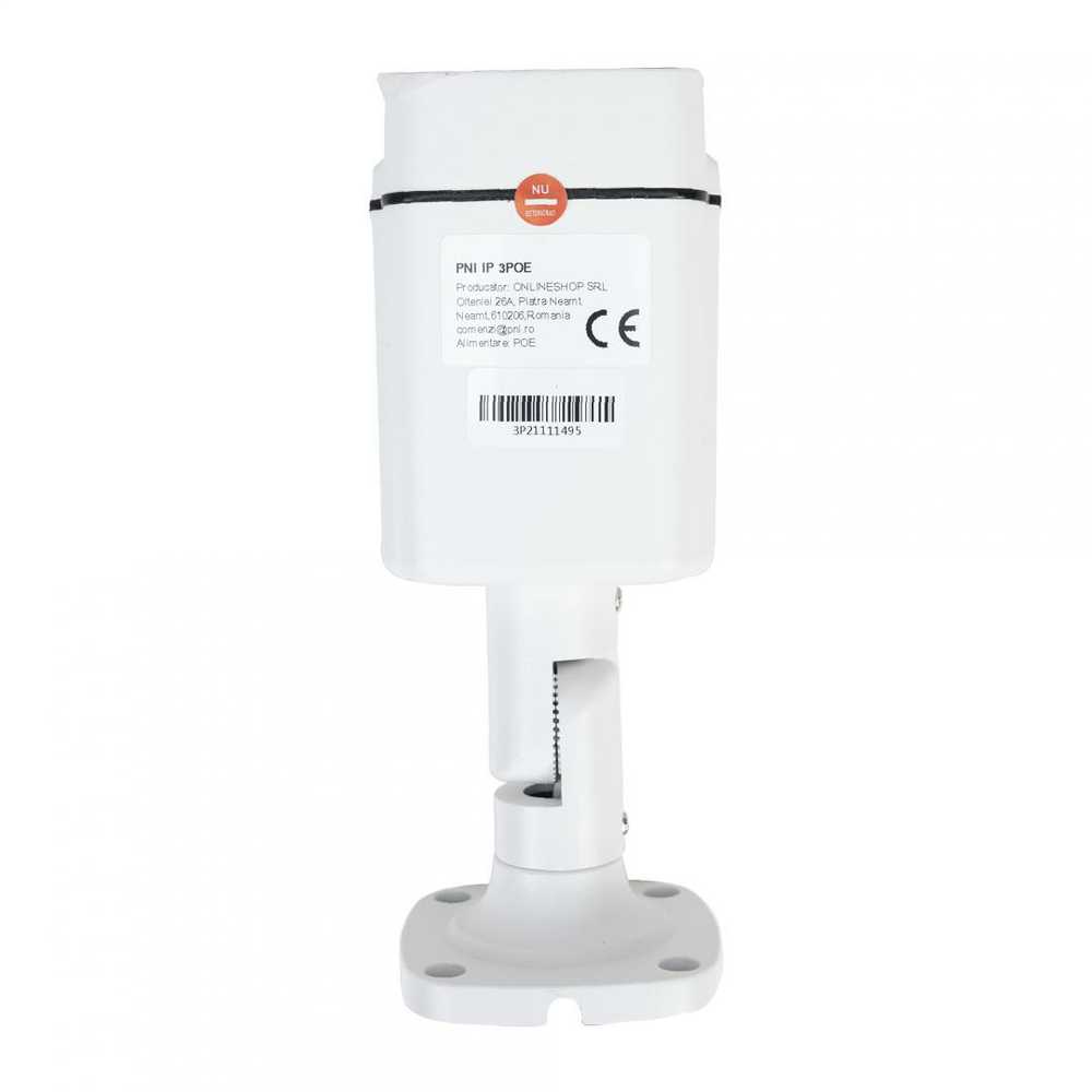 PNI IP3POE vaizdo stebėjimo kamera su IP, 3MP, lauko IP66, integruotas mikrofonas, suderinama su POE stebėjimo sistema PNI House IPMAX POE 3 ir PNI House IPMAX POE 3LR