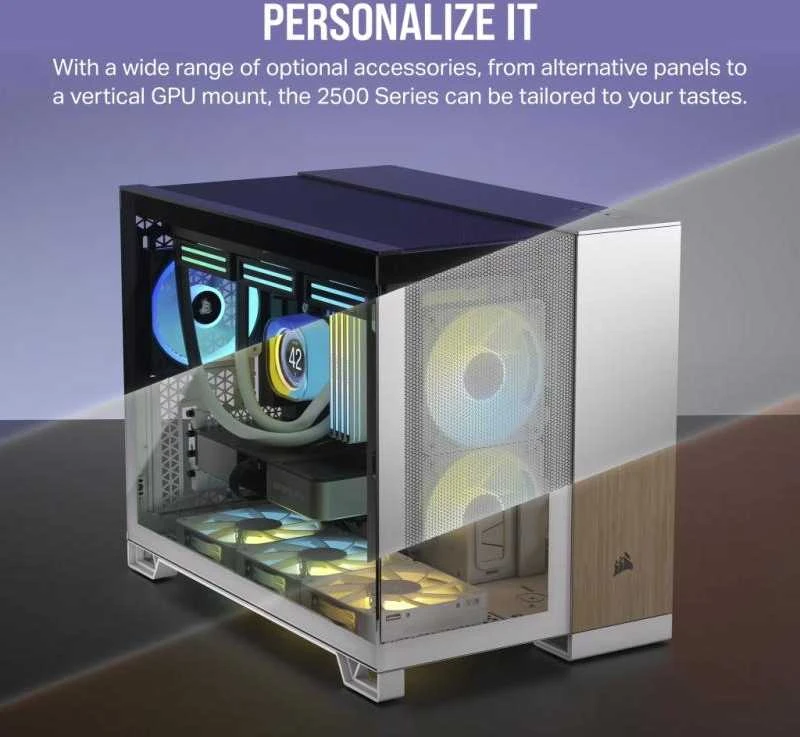 „Corsair“ dviejų kamerų kompiuterio korpusas | 2500D AIRFLOW | Juodas | Vidutinio dydžio bokštas | Micro-ATX