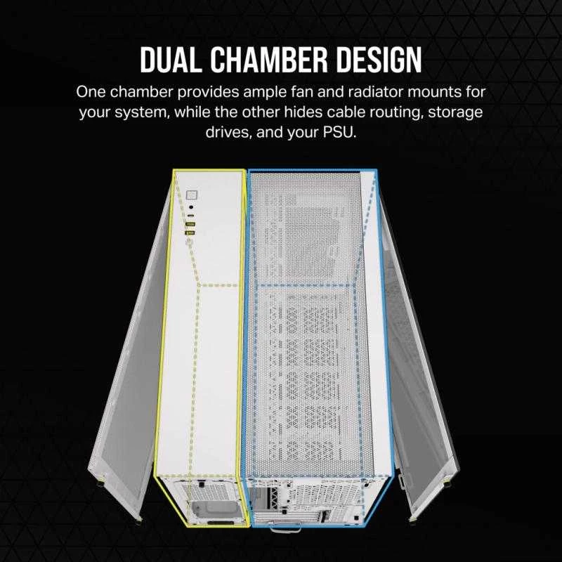 Corsair Dual Chamber PC Case | 2500D AIRFLOW | Mid Tower | Micro-ATX | Baltas
