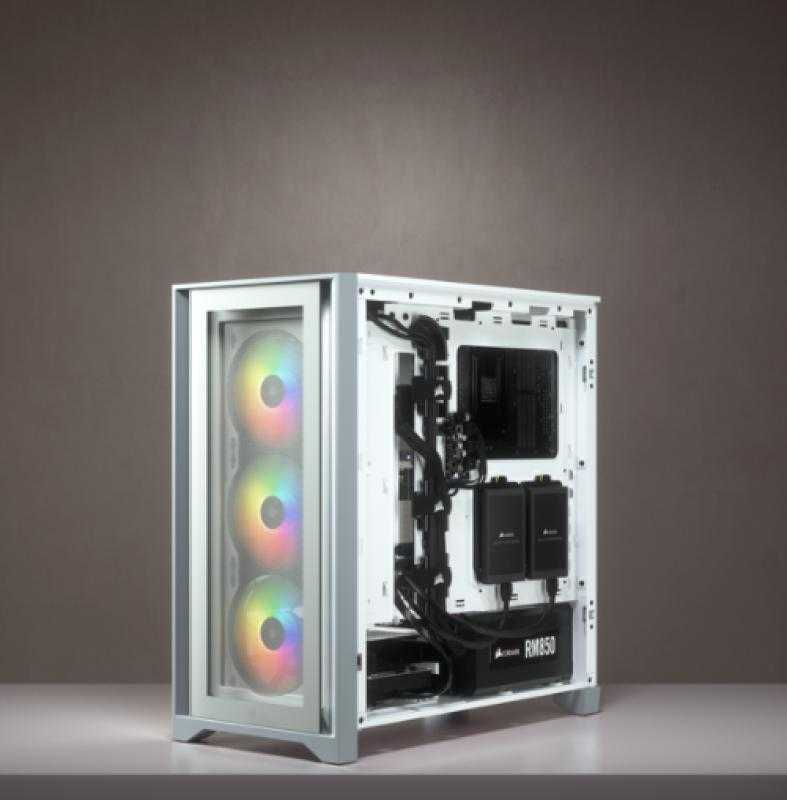 Korpusas Corsair iCUE 4000X RGB, tempered glass, baltas