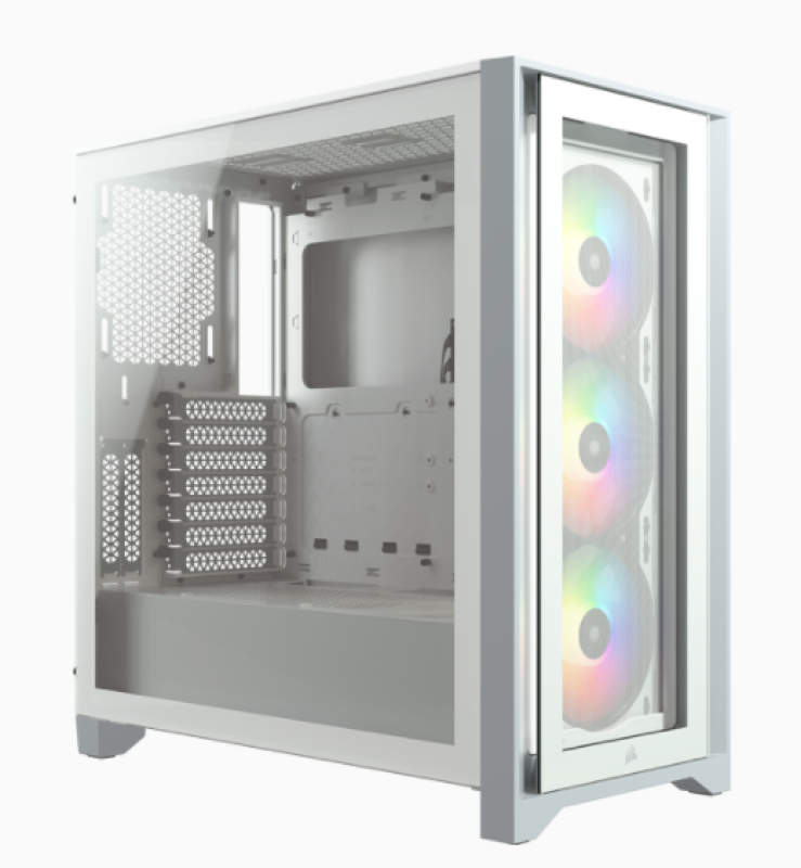 Korpusas Corsair iCUE 4000X RGB, tempered glass, baltas