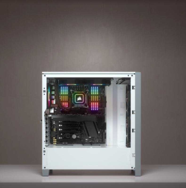 Korpusas Corsair iCUE 4000X RGB, tempered glass, baltas