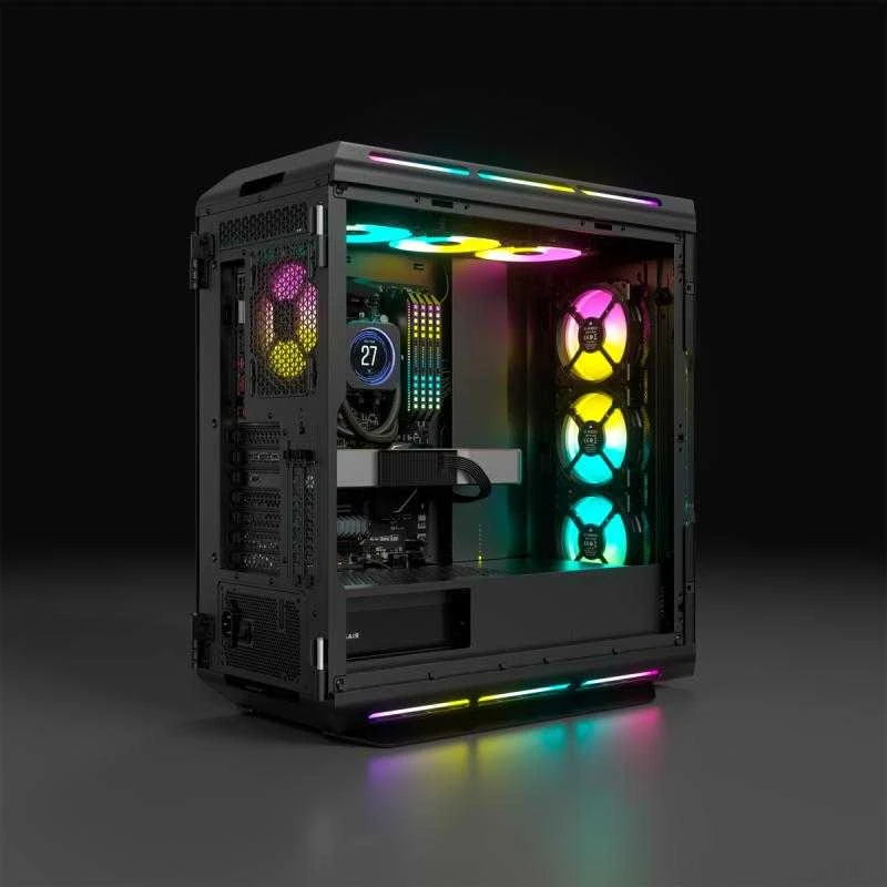 „Corsair“ | Grūdinto stiklo išmanusis korpusas | „iCUE 5000T RGB“ | Šoninis langas | Juodas | Vidutinio dydžio bokštas | ATX