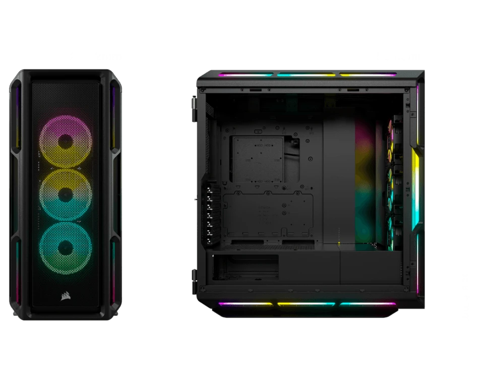 „Corsair“ | Grūdinto stiklo išmanusis korpusas | „iCUE 5000T RGB“ | Šoninis langas | Juodas | Vidutinio dydžio bokštas | ATX