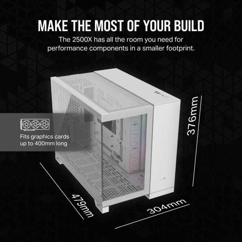 CRI Corsair 2500X RGB „Micro Tower“ Balta