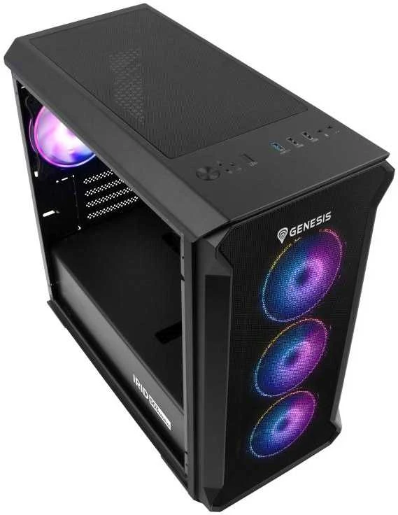 GENESIS IRID 503 ARGB Pc case, Micro tower, 2xUSB 2.0, 2x Jack, 1xUSB 3.0, Juodas | Genesis | IRID 503 ARGB | Juodas | ATX