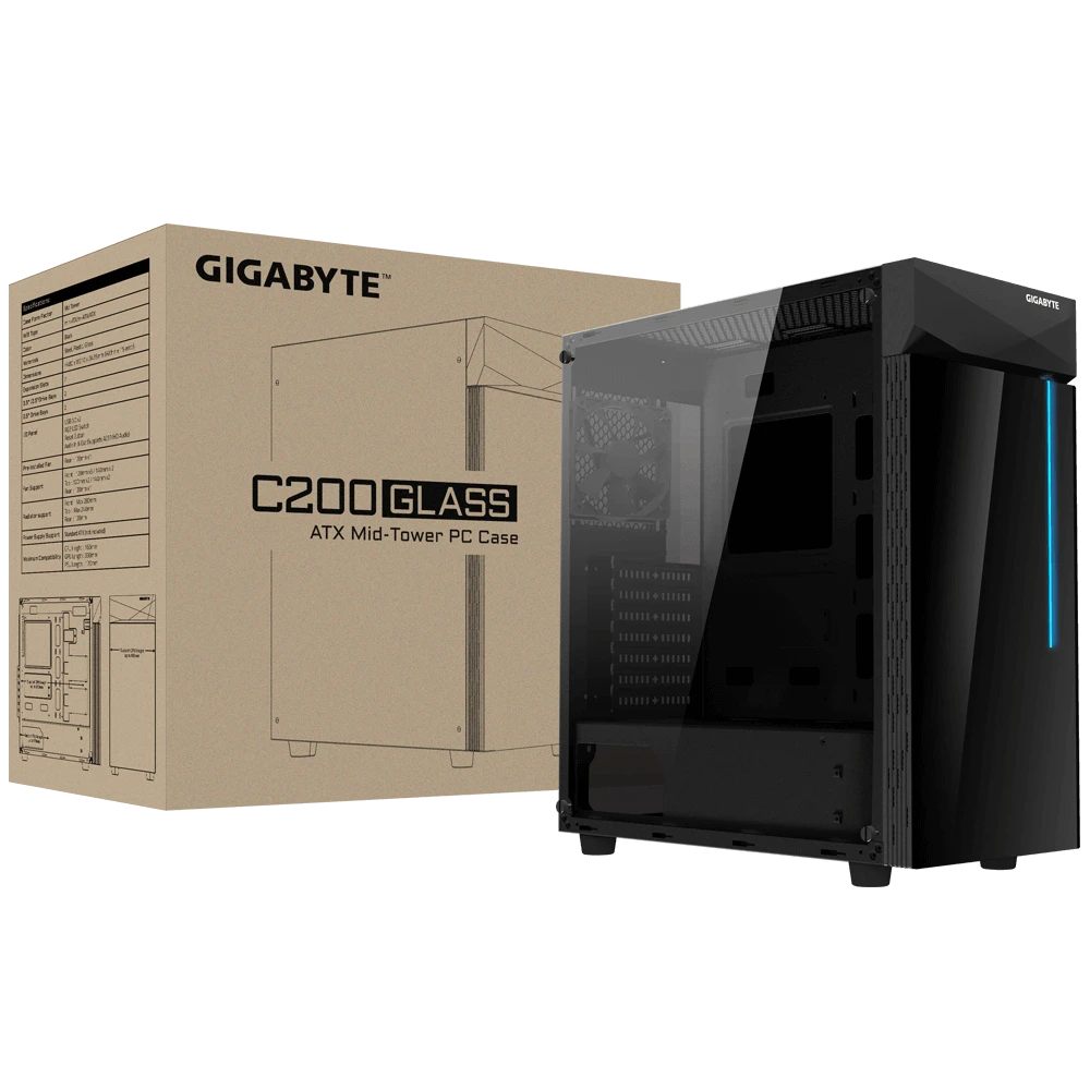 „Gigabyte C200“ „Midi Tower“ Juoda
