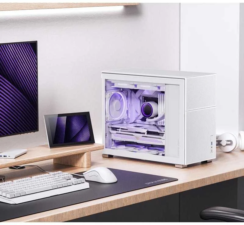 Jonsbo D31 MESH Micro-ATX kompiuterio korpusas, Tempered Glass – baltos spalvos