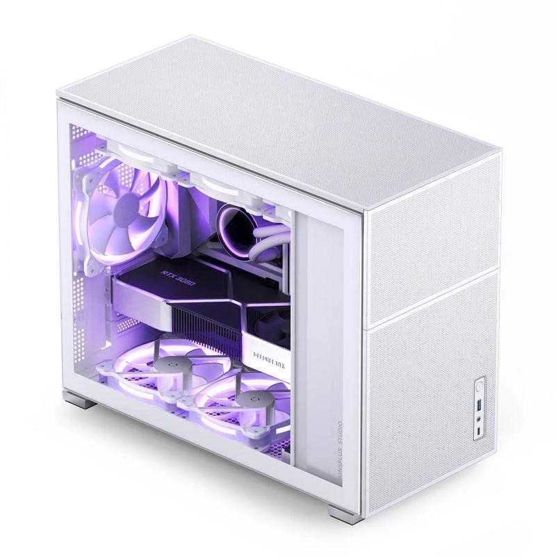 Jonsbo D31 MESH Micro-ATX kompiuterio korpusas, Tempered Glass – baltos spalvos