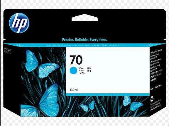 Hewlett Packard (HP) HP Nr.70 Rašalo krepšelis. Žydra spalva su Vivera rašalu (130 ml)