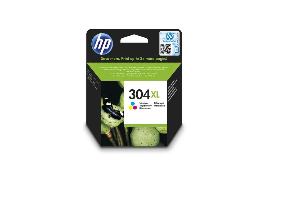 Hewlett Packard (HP) HP 304XL didelės talpos trispalvė rašalo kasetė, 300 puslapių, skirta HP DeskJet 2620,2630,2632,2633,3720,3730,3732,3735