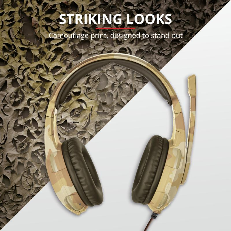Žaidimų ausinės Trust GXT 310D Radius, Desert Camo, 22208
