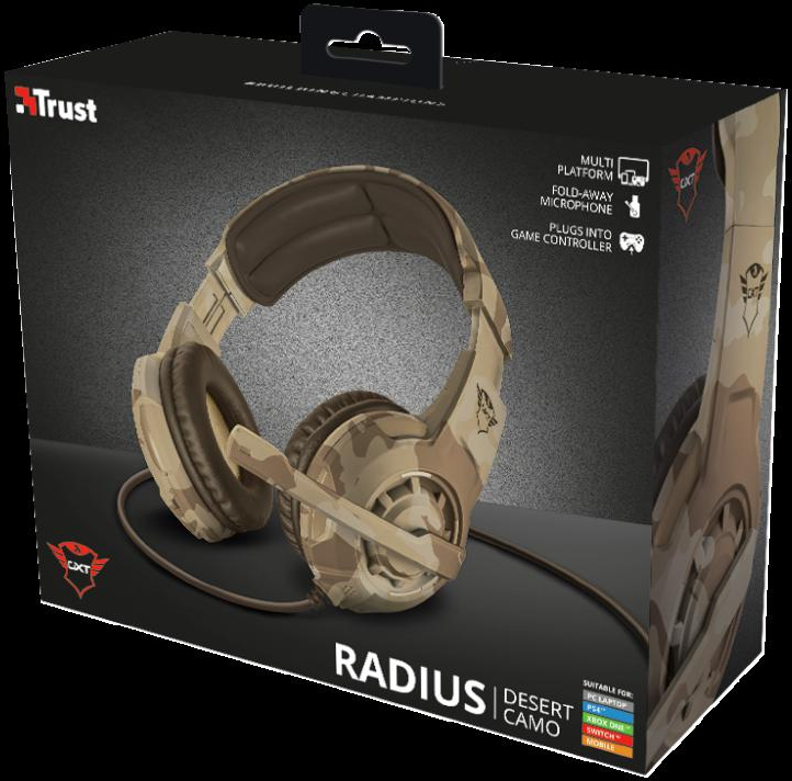 Žaidimų ausinės Trust GXT 310D Radius, Desert Camo, 22208