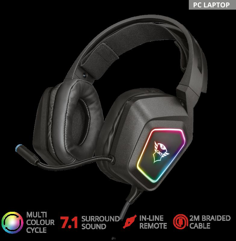 Žaidimų ausinės Trust GXT 450 Blizz RGB 7.1 Surround, 23191