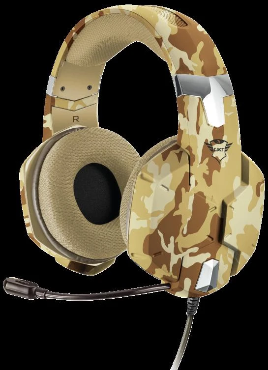 Žaidimų ausinės Trust GXT 322D Carus Desert Camo, Gelsvos, 22125
