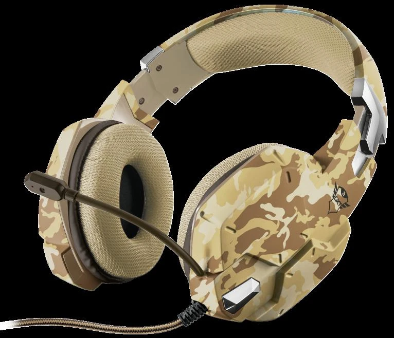 Žaidimų ausinės Trust GXT 322D Carus Desert Camo, Gelsvos, 22125