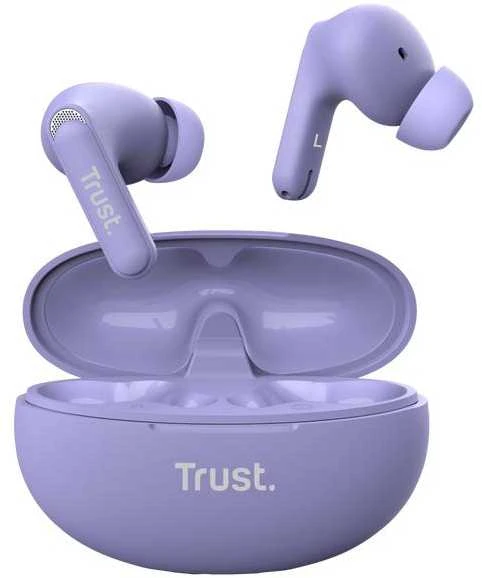 Trust Yavi - Belaidės ausinės į ausis įkišamos Bluetooth TWS su etui ładującym & ENC (Violetinis)