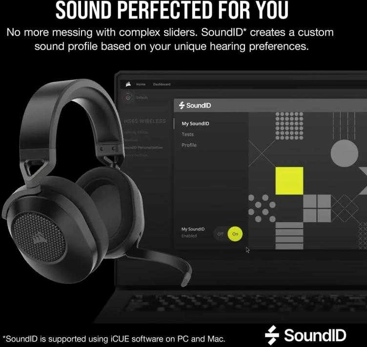 Corsair | Ausinės Žaidimams | HS65 | Belaidės | Over-Ear | Mikrofonas | Carbon | Belaidės