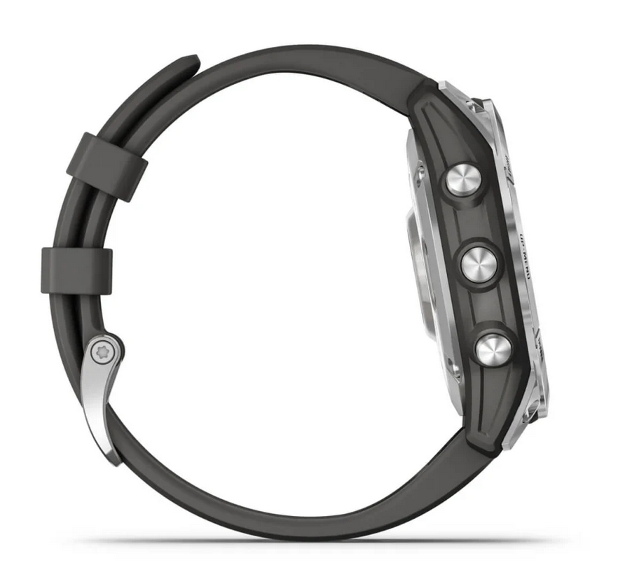 Išmanusis laikrodis Garmin fenix 7 – Standard Edition, Sidabro spalvos korpusas su grafito spalvos silikoniniu dirželiu