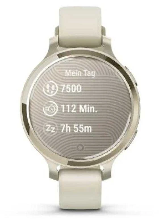Išmanusis laikrodis Garmin Lily® 2 Active, Pilkšvos aukso spalvos su kreminės spalvos silikoniniu dirželiu