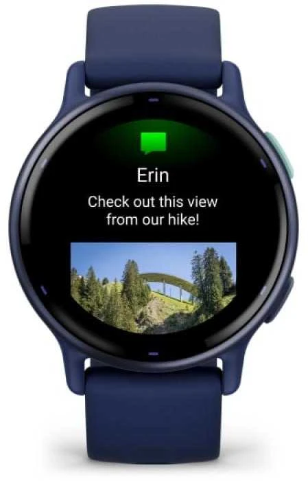 Išmanusis laikrodis Garmin vívoactive® 5 Mėlynos metalo spalvos aliuminio apvadas su mėlynu korpusu ir silikoniniu dirželiu