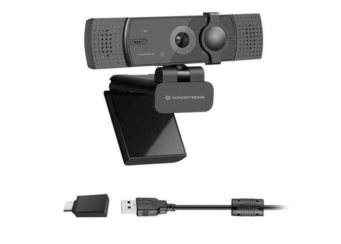 CONCEPTRONIC internetinė kamera USB-A2.0/-C 80 4K/30Hz UltraHD+Micro sw