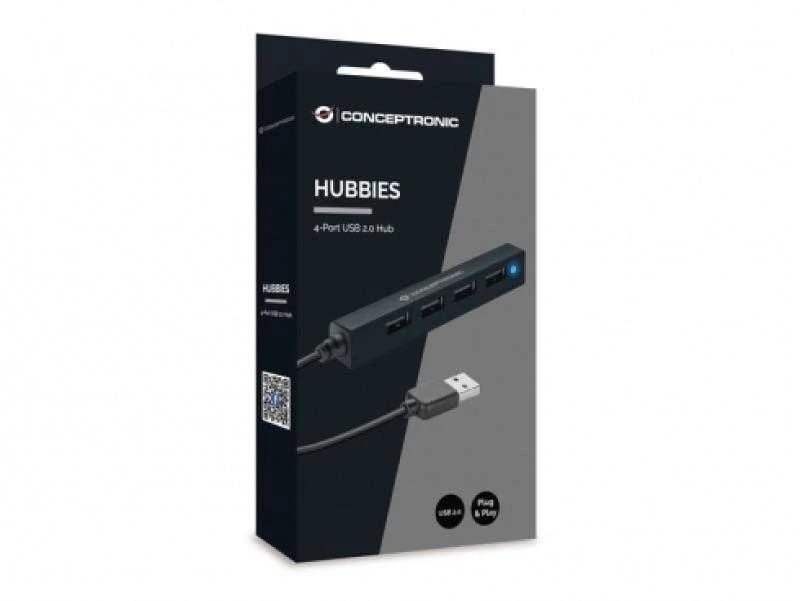„Conceptronic“ USB šakotuvas, 4 prievadų, 2.0, 4x2.0, be maitinimo šaltinio