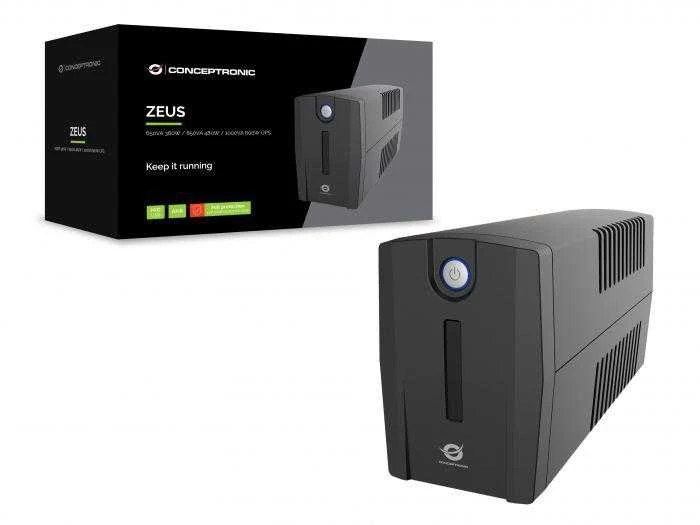 Carruzzo Conceptronic ZEUS02ES nepertraukiamo maitinimo resursai (UPS) „Line-Interactive“ 0,85 kVA 480 W 2 AC išvestis(ys / čių)