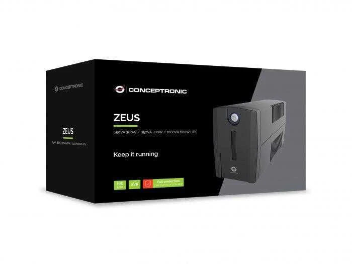 Carruzzo Conceptronic ZEUS02ES nepertraukiamo maitinimo resursai (UPS) „Line-Interactive“ 0,85 kVA 480 W 2 AC išvestis(ys / čių)
