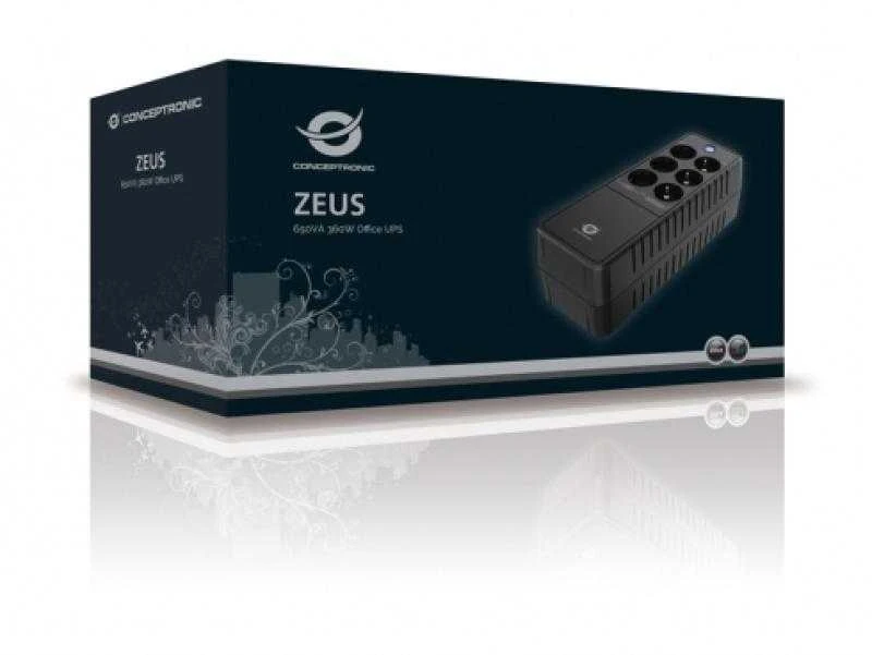 Carruzzo Conceptronic ZEUS05E nepertraukiamo maitinimo resursai (UPS) Budėjimo režimas (neprisijungus) 0,65 kVA 360 W 6 AC išvestis(ys / čių)