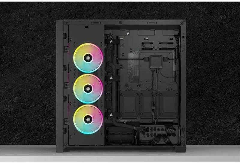 CORSAIR iCUE LINK System Hub automatically detects, synchronizes, and manages all your system cooling and RGB lighting by linking up to 14 devices, significantly reducing cabling complexity.