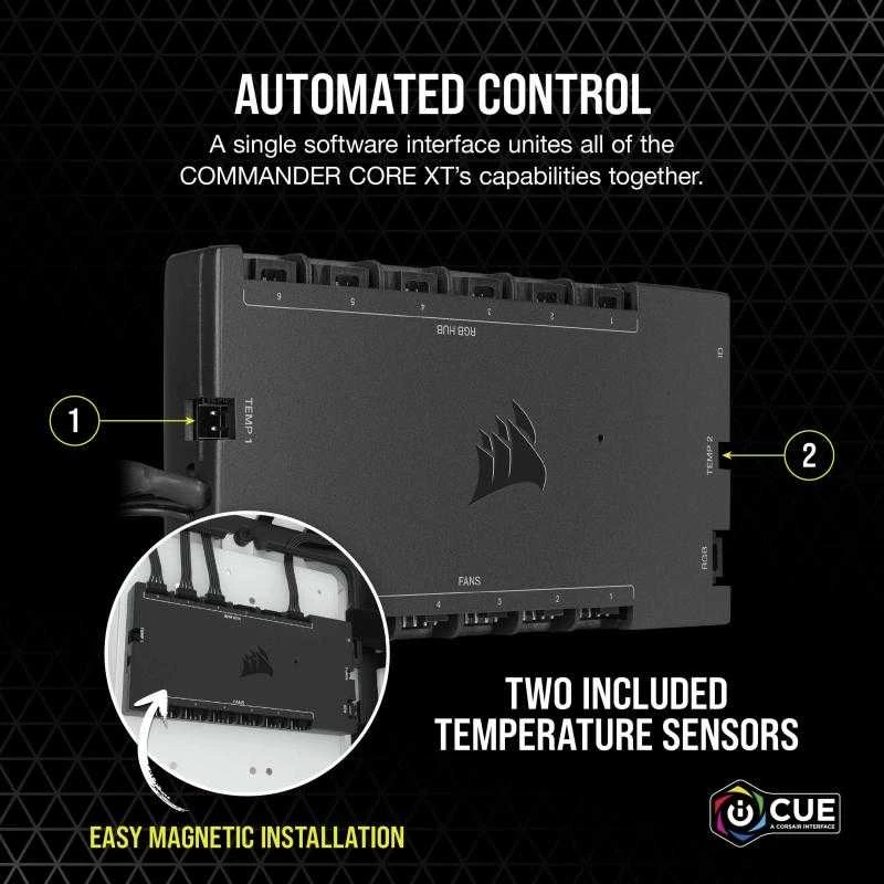 Corsair | iCUE COMMANDER CORE XT Smart RGB apšvietimo ir ventiliatoriaus greičio valdiklis | Juodas