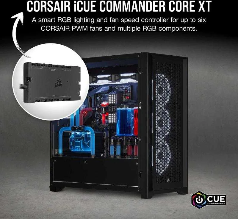Corsair | iCUE COMMANDER CORE XT Smart RGB apšvietimo ir ventiliatoriaus greičio valdiklis | Juodas