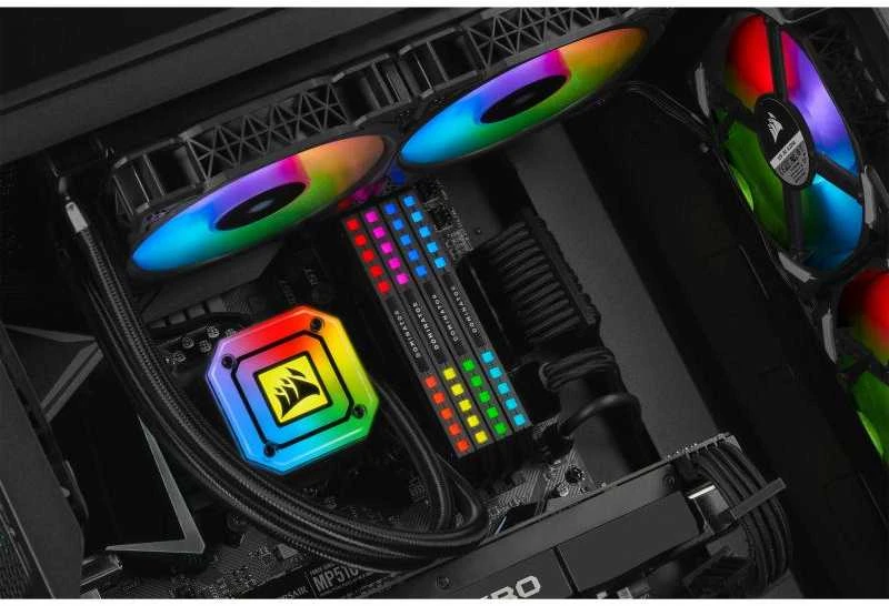CORSAIR iCUE H115i ELITE CAPELLIX 280 mm radiatorius dvigubas 140 mm ML RGB ventiliatorių programinės įrangos valdymo skystas procesoriaus aušintuvas