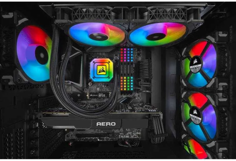 CORSAIR iCUE H115i ELITE CAPELLIX 280 mm radiatorius dvigubas 140 mm ML RGB ventiliatorių programinės įrangos valdymo skystas procesoriaus aušintuvas