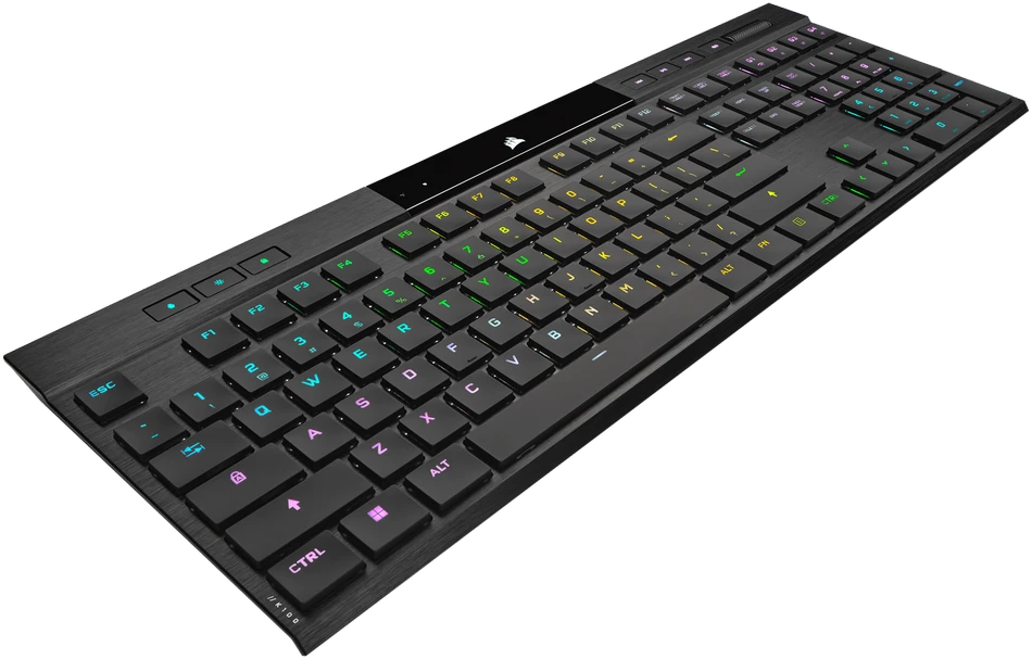 CORSAIR K100 RGB AIR Wireless Ultra-Thin Mechaninė klaviatūra žaidimams RGB LED pašvietimas CHERRY ULP Tactile Juodas