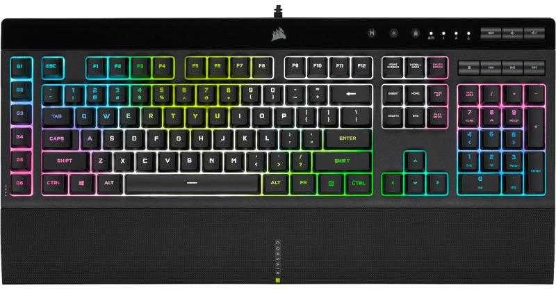 Žaidimų klaviatūra Corsair K55 RGB Pro su 5 zonų RGB pašvietimu, ENG išdėstymas