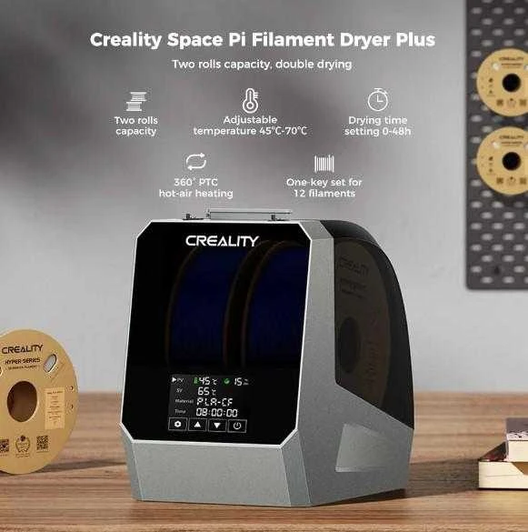 3D plastiko džiovintuvas 2 ritėms 45℃-70℃ Space Pi CREALITY